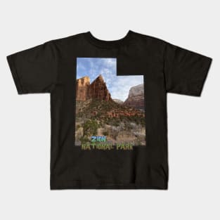 Utah State Outline - Zion National Park Kids T-Shirt